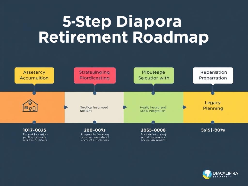 Diagram showing the 5-Step Retirement Roadmap for diaspora investors Diagram showing the 5-Step Retirement Roadmap for diaspora investors