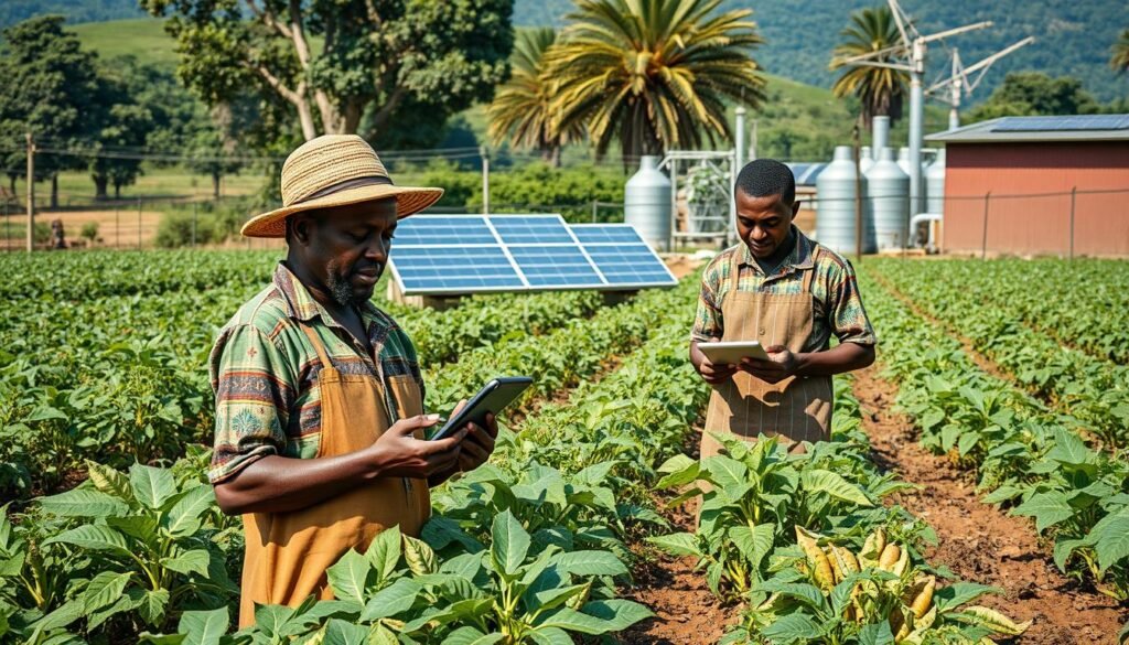 Modern agricultural operation in Africa showing technology integration and sustainable practices Modern agricultural operation in Africa showing technology integration and sustainable practices
