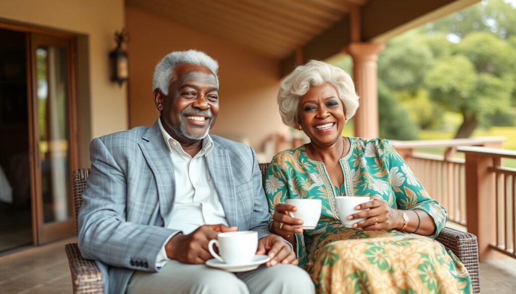 Retired African couple enjoying comfortable retirement in their home country Retired African couple enjoying comfortable retirement in their home country